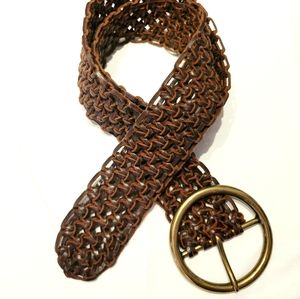 Leather woven belt